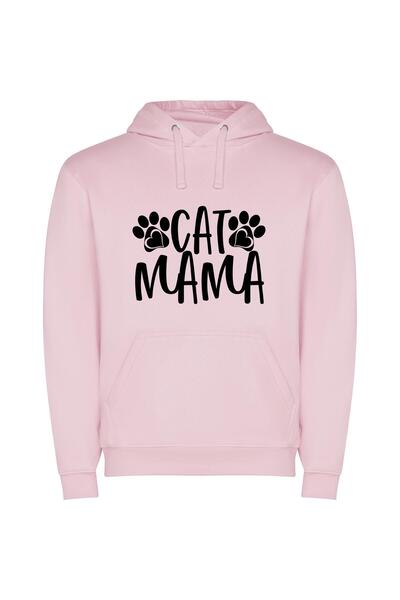 iLovePrints Purrfect Cat Logo Design Φούτερ με κουκούλα σε χρώμα Ροζ