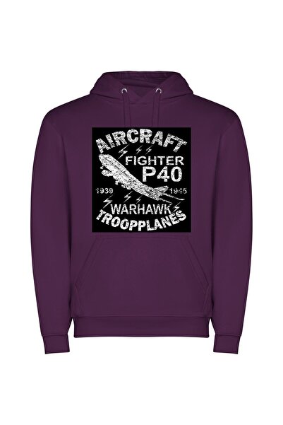 iLovePrints Vintage Jetfighter Pilot Φούτερ με κουκούλα σε χρώμα Μωβ