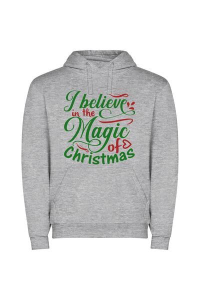 iLovePrints Merry Magical Christmas Wonderland Φούτερ με κουκούλα σε χρώμα Γκρι