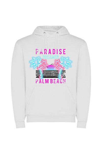 iLovePrints Tropical Dream Paradise Φούτερ με κουκούλα σε χρώμα Λευκό
