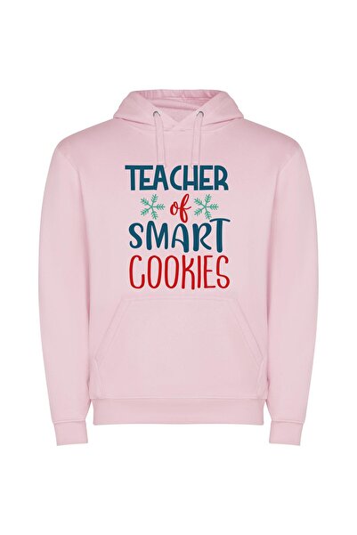 iLovePrints Merry Smart Cookie Teacher Φούτερ με κουκούλα σε χρώμα Ροζ