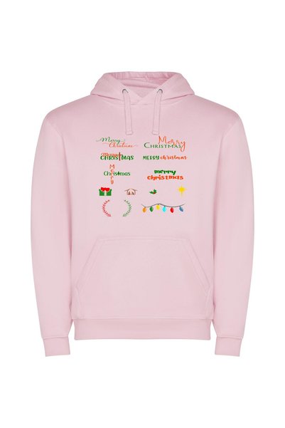 iLovePrints Festive Christmas Night Stickers Φούτερ με κουκούλα σε χρώμα Ροζ
