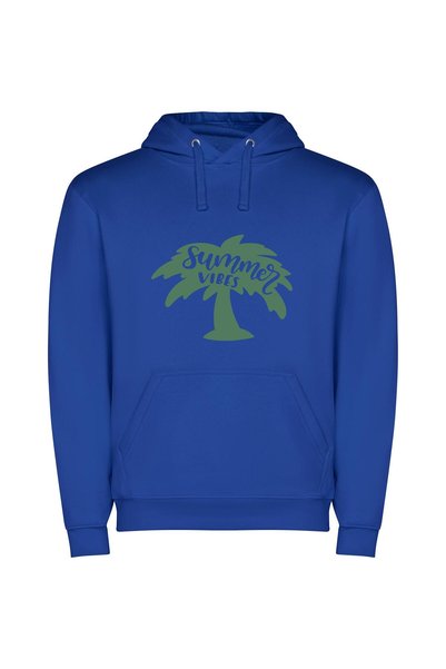 iLovePrints Tropical Summer Vibes Φούτερ με κουκούλα σε χρώμα Μπλε