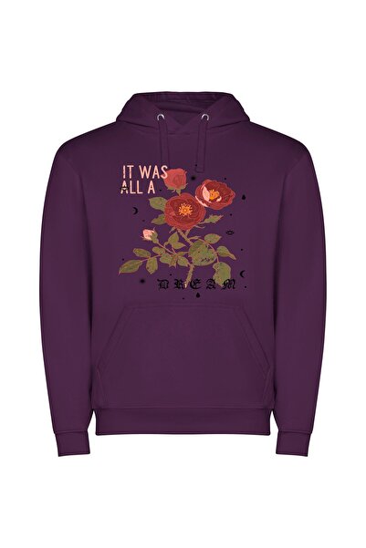 iLovePrints Rose's Exquisite Floral Illustration Φούτερ με κουκούλα σε χρώμα Μωβ