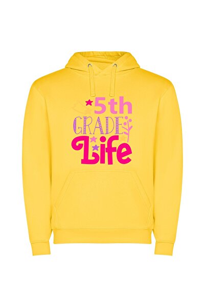 iLovePrints Vibrant 5th Grade Adventures Φούτερ με κουκούλα σε χρώμα Κίτρινο