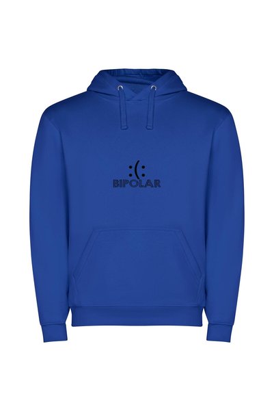 iLovePrints Bipolar Mono Logo Vibe Φούτερ με κουκούλα σε χρώμα Μπλε