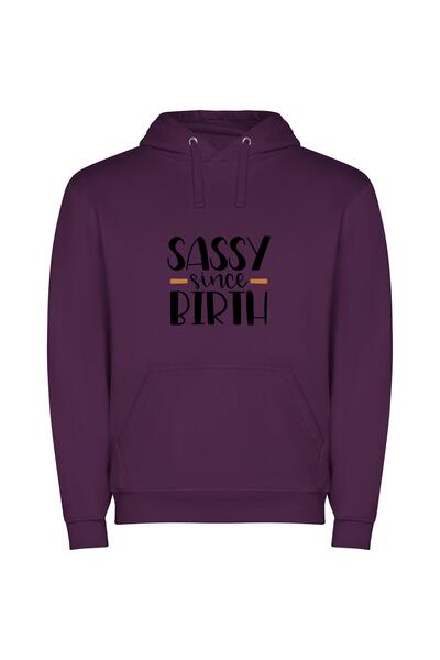 iLovePrints Birthed Sassin' Style Φούτερ με κουκούλα σε χρώμα Μωβ