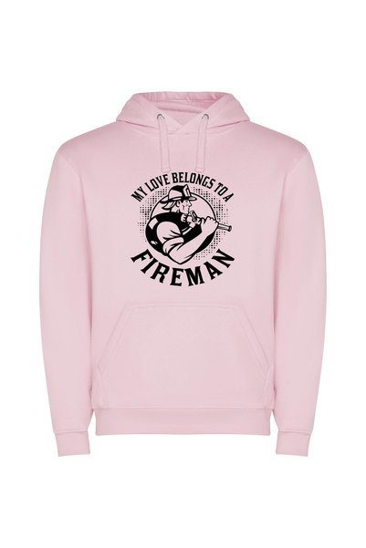 iLovePrints Monochrome Firefighter Emblem Φούτερ με κουκούλα σε χρώμα Ροζ