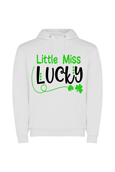 iLovePrints Lively Little Miss Fortune Φούτερ με κουκούλα σε χρώμα Λευκό