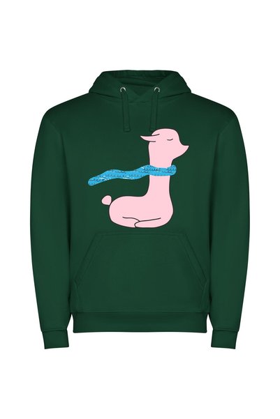 iLovePrints Elegant Ribboned Pink Duck Φούτερ με κουκούλα σε χρώμα Πράσινο