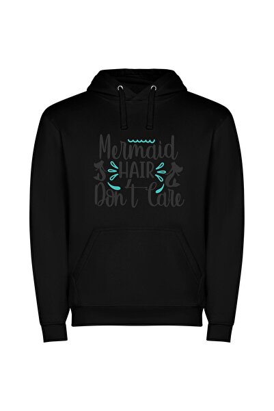 iLovePrints Mermaid Vibes Only Φούτερ με κουκούλα σε χρώμα Μαύρο
