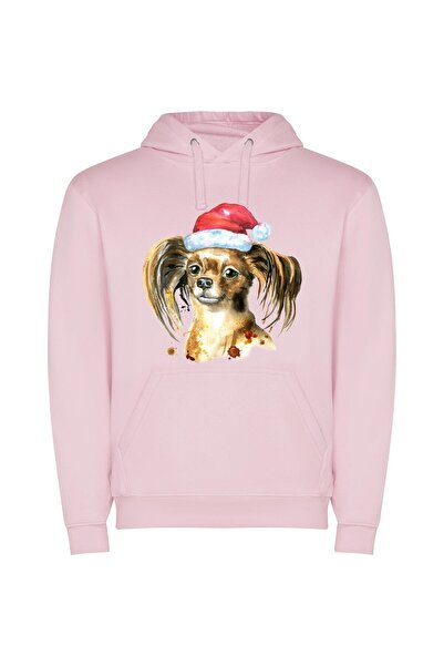 iLovePrints Santa's Toy Terrier Φούτερ με κουκούλα σε χρώμα Ροζ