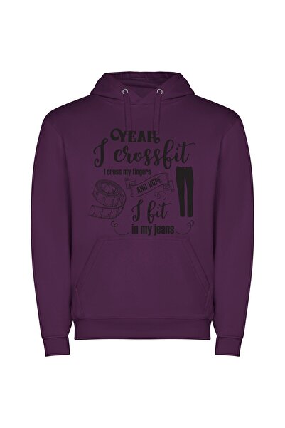 iLovePrints Fashionably Fit and Fabulous Φούτερ με κουκούλα σε χρώμα Μωβ