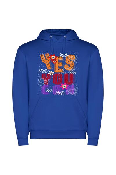 iLovePrints Can-Do Groove Revived Φούτερ με κουκούλα σε χρώμα Μπλε