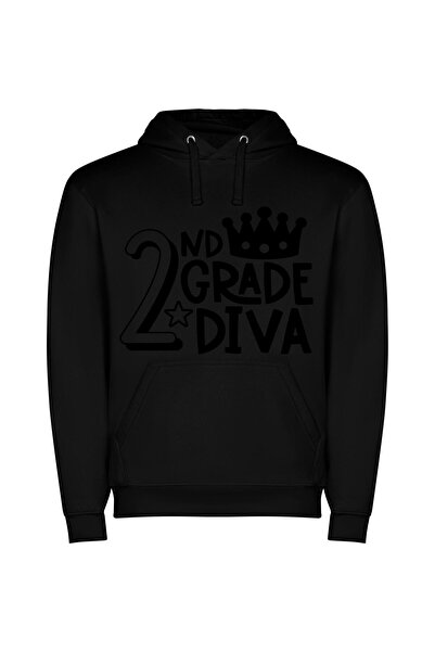 iLovePrints Grade 2B: Timeless Elegance Φούτερ με κουκούλα σε χρώμα Μαύρο