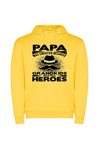 iLovePrints Magnificent Grandfatherly Hero Φούτερ με κουκούλα σε χρώμα Κίτρινο