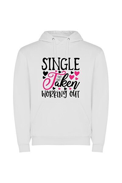 iLovePrints Single Fitness Line Formation Φούτερ με κουκούλα σε χρώμα Λευκό