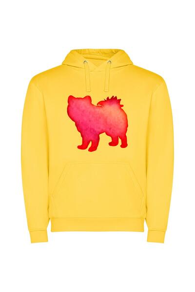 iLovePrints Flaming Canine Phoenix Φούτερ με κουκούλα σε χρώμα Κίτρινο