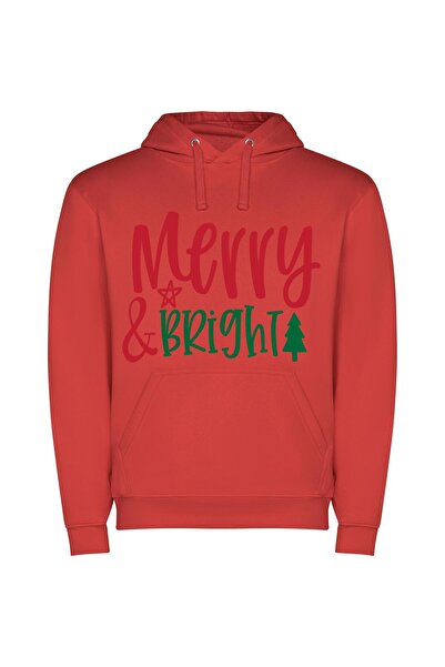 iLovePrints Vibrant Holiday Illumination Φούτερ με κουκούλα σε χρώμα Κόκκινο