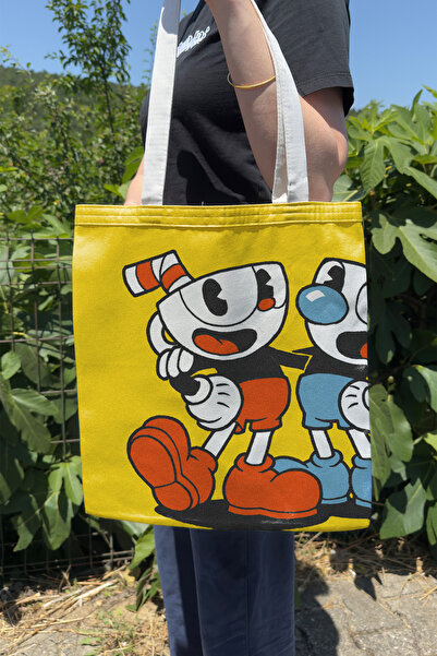ZipZap Cuphead V5 dvostrana platnena torba sa printom, kompjuterska igra, vid...