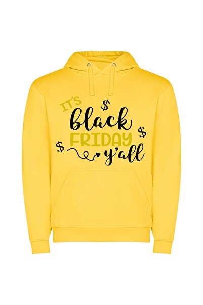 iLovePrints Black Friday Chic Deals Φούτερ με κουκούλα σε χρώμα Κίτρινο