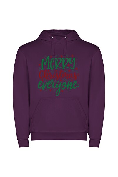 iLovePrints Festive Colorful Season's Greeting Φούτερ με κουκούλα σε χρώμα Μωβ