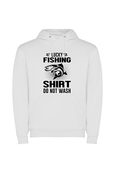 iLovePrints Lucky Fish Shirt Collection Φούτερ με κουκούλα σε χρώμα Λευκό