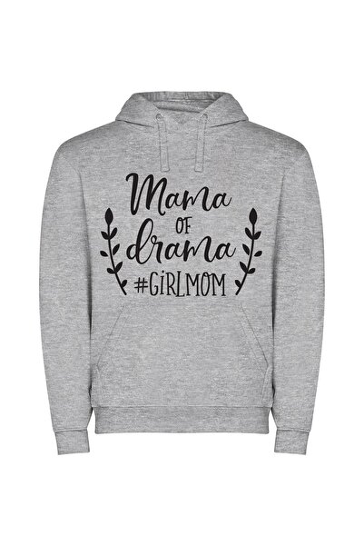 iLovePrints Dramatic Mom: High Drama Φούτερ με κουκούλα σε χρώμα Γκρι