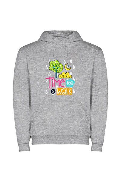 iLovePrints Strolling to Success: 5K Walk Φούτερ με κουκούλα σε χρώμα Γκρι