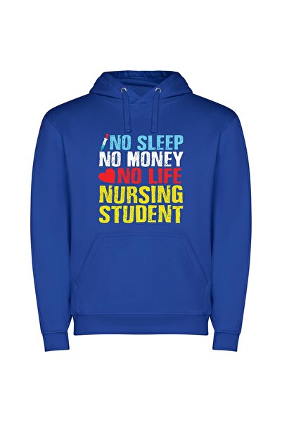 iLovePrints Sleepless Nurse's Student Stripes Φούτερ με κουκούλα σε χρώμα Μπλε