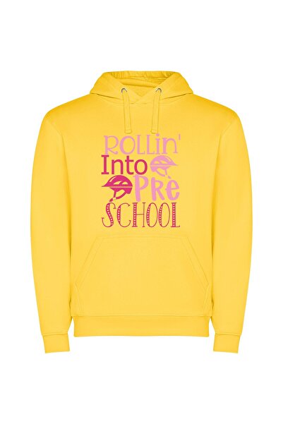 iLovePrints Rollin' Pink Pre-School Bliss Φούτερ με κουκούλα σε χρώμα Κίτρινο
