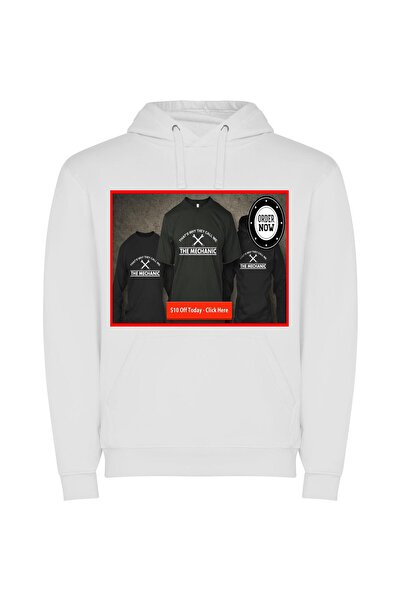 iLovePrints Mechanic's Noir Style Φούτερ με κουκούλα σε χρώμα Λευκό