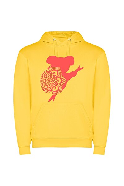 iLovePrints Floral Elegance: Silhouette Art Φούτερ με κουκούλα σε χρώμα Κίτρινο
