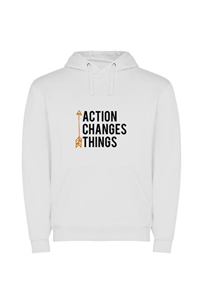 iLovePrints Action: Transforming the World Φούτερ με κουκούλα σε χρώμα Λευκό