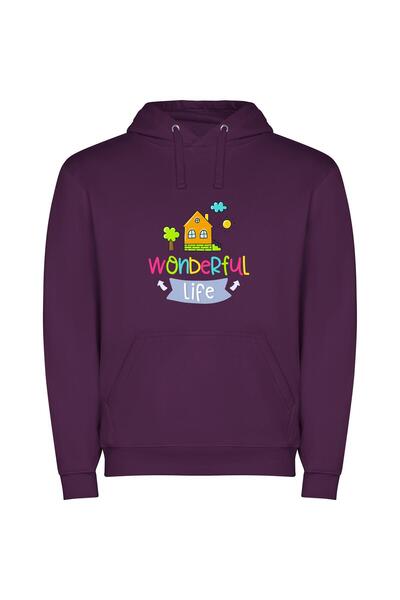 iLovePrints Whimsical Home Oasis Φούτερ με κουκούλα σε χρώμα Μωβ