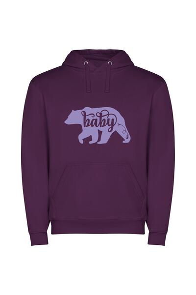 iLovePrints Purple Baby Bear Elegance Φούτερ με κουκούλα σε χρώμα Μωβ