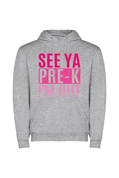 iLovePrints Pink & Black Farewell Φούτερ με κουκούλα σε χρώμα Γκρι