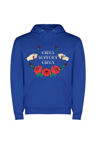 iLovePrints Supportive Blooms for Girls Φούτερ με κουκούλα σε χρώμα Μπλε