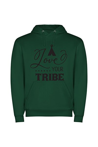 iLovePrints Love Your Tribe: True Style Φούτερ με κουκούλα σε χρώμα Πράσινο