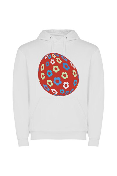 iLovePrints Floral Gemstone Easter Egg Φούτερ με κουκούλα σε χρώμα Λευκό