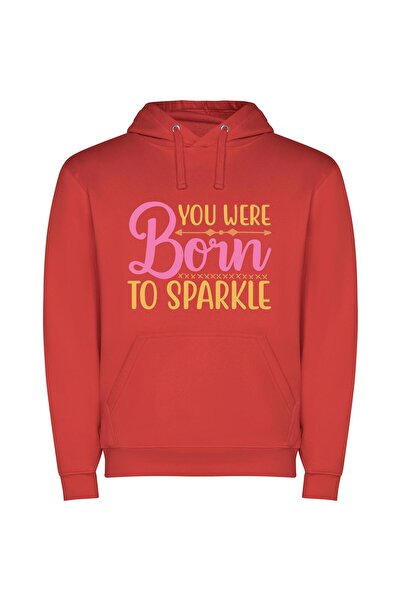 iLovePrints Sparkle Born Star Magic Φούτερ με κουκούλα σε χρώμα Κόκκινο