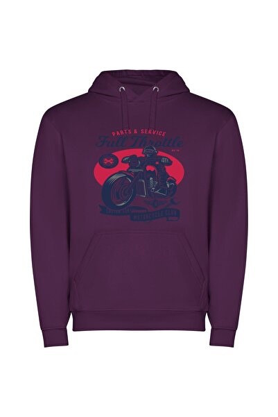 iLovePrints Exquisite Motorcycle Portrait Φούτερ με κουκούλα σε χρώμα Μωβ