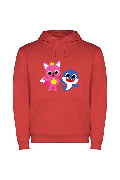 iLovePrints Furry Friends Unite! Φούτερ με κουκούλα σε χρώμα Κόκκινο