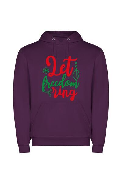 iLovePrints Festive Freedom Lettering Φούτερ με κουκούλα σε χρώμα Μωβ