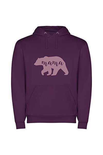 iLovePrints Pink Mama Bear's Legacy Φούτερ με κουκούλα σε χρώμα Μωβ
