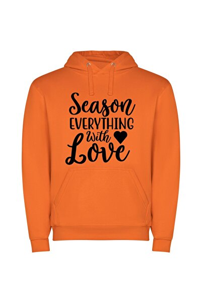 iLovePrints Love-Filled Seasonal Prints Φούτερ με κουκούλα σε χρώμα Πορτοκαλί