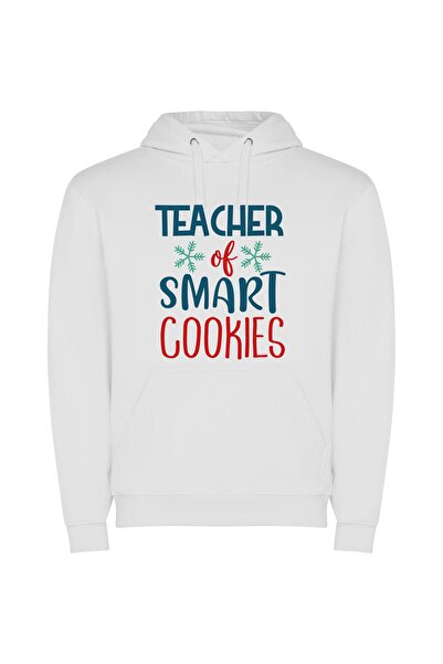 iLovePrints Merry Smart Cookie Teacher Φούτερ με κουκούλα σε χρώμα Λευκό