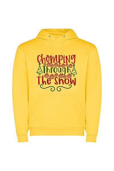 iLovePrints Winter Whimsy Wonderland Φούτερ με κουκούλα σε χρώμα Κίτρινο
