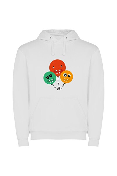 iLovePrints Monster Balloon Party Φούτερ με κουκούλα σε χρώμα Λευκό