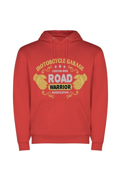 iLovePrints Road Love: Biker Unity Φούτερ με κουκούλα σε χρώμα Κόκκινο
